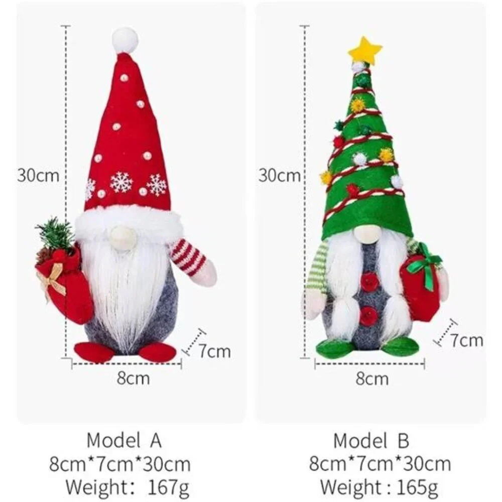 Christmas Gnome Plush Holiday Decorations Scandinavian Tomte Elf Table Decor Red